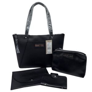 Kenneth Cole Reaction Premstar Group Tote Clutch Wristlet CC Holder Set BLK NWT